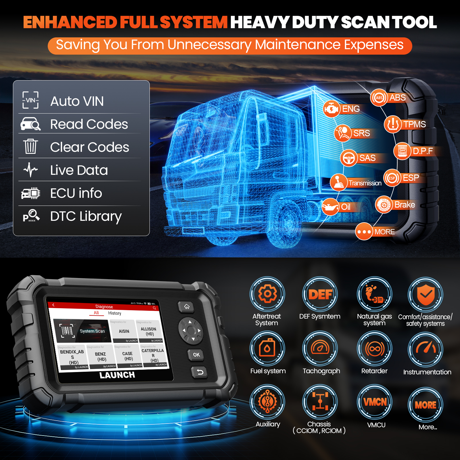 LAUNCH CRP129 HD Elite 24V Hea - Heavy Equipment Diagnostic Tool incelemesi ve fiyatı