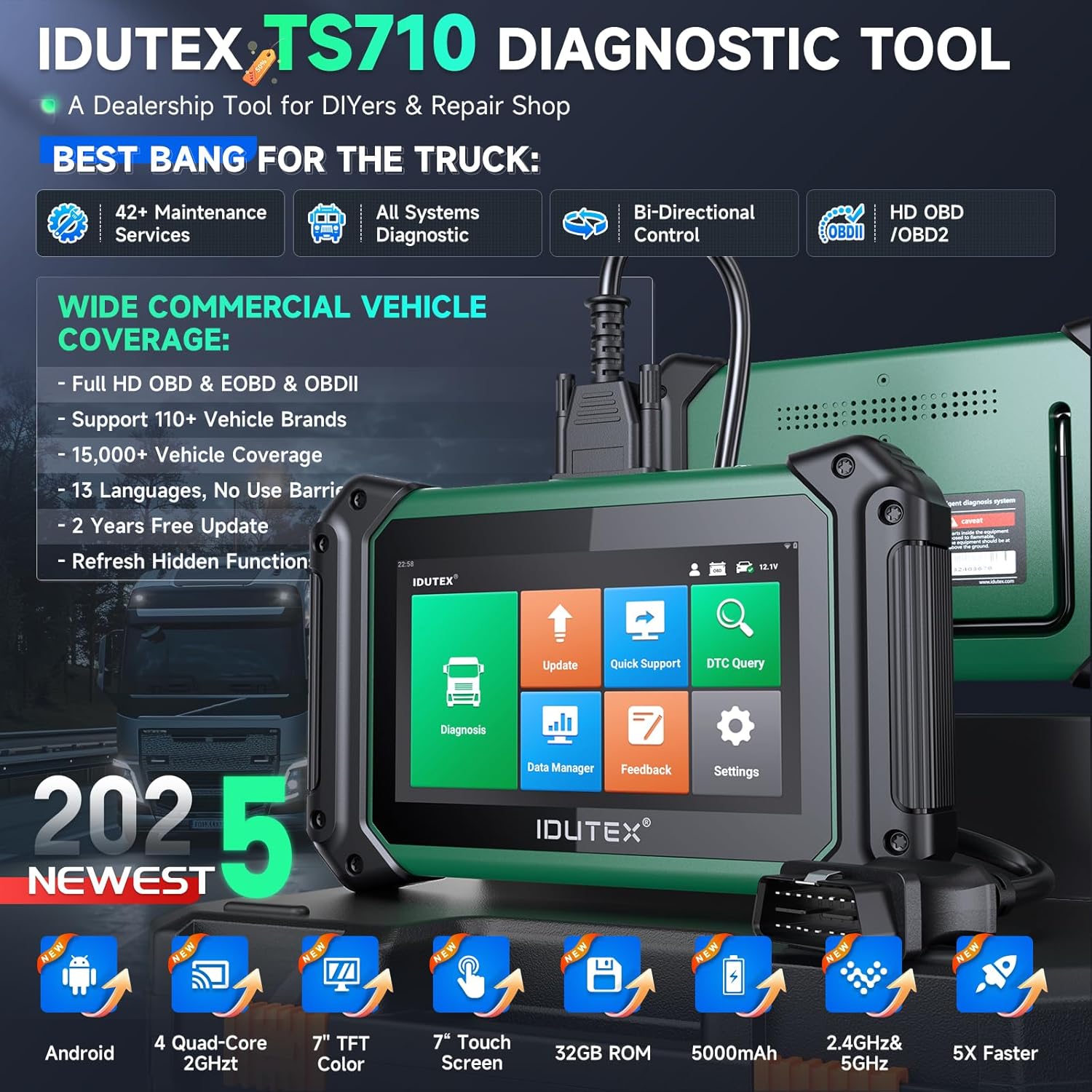 TS710 Heavy Duty Truck Scanner - Heavy Equipment Diagnostic Tool incelemesi ve fiyatı